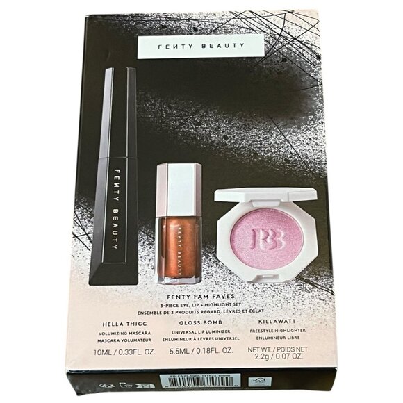 Fenty Beauty Other - Fenty Beauty Fam Faves 3 Piece Set Hella Thicc Mascara Gloss Bomb Highlighter Ne
